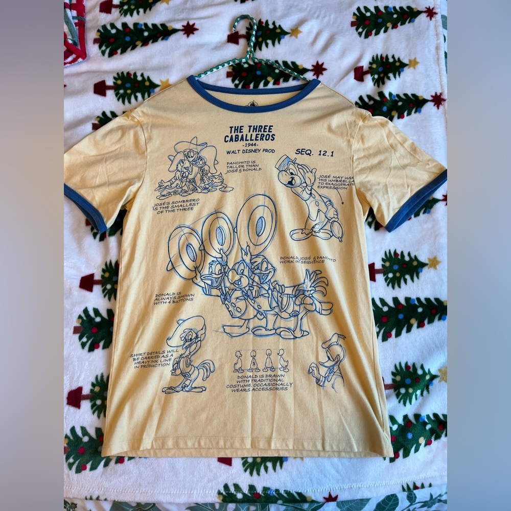 Disney Three Caballeros Sketch Yellow Ringer Shirt